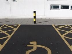 Disabled / Handicapped Car park space sign 2 Stock Footage