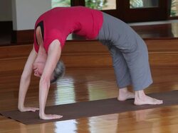 MS TU TD Senior woman doing yoga in studio / Richmond, Virginia, United States Stock Footage