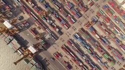 Aerial view of Industrial shipping port in Bangkok, Thailand Stock Footage