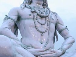Low angle view of statue of lord shiva, Rishikesh, Uttarakhand, India Stock Footage