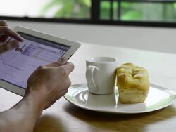 Dolly shot - stock graph on tablet touch screen Stock Footage