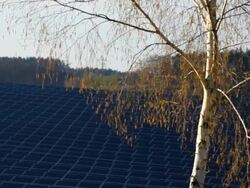 Spring Landscape with Solar Power Station (Rack Focus) Stock Footage