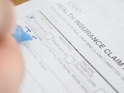 DOLLY: Health insurance claim form Stock Footage