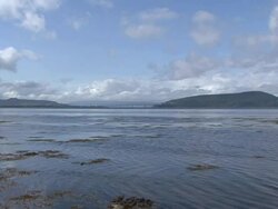 ZI Panoramic of Beauly Firth and the Kessock bridge / Highlands, Scotland, United Kingdom Stock Footage