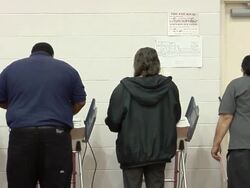 MS, PAN, People casting their votes at electronic voting machines, Toledo, Ohio, USA Stock Footage