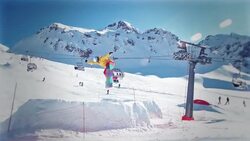 Snowboarder performs a trick Stock Footage