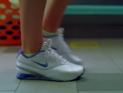 MS PAN Girl walking with shose/New York, New York, United States Stock Footage