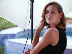 MS Models in front of pool / Montezuma, Punteranes, Costa Rica Stock Footage