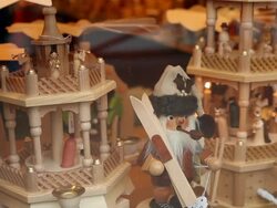 Wooden figures in a window Stock Footage