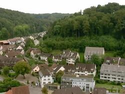 WS AERIAL View of village of Bettingen and buechholz just at border of switzerland and germany / Wadenswil, Zurich, Switzerland Stock Footage