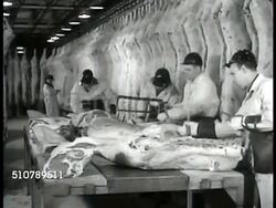 Stock yard butchers working with meat Instructional Video