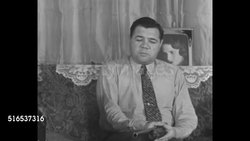 Babe Ruth jokes around with rifle, extends holiday greetings prior to hunting trip News Clip