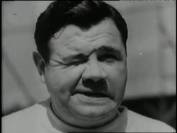New York Yankees player Babe Ruth smiles and winks. News Clip