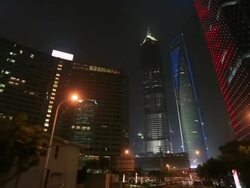 Night view of Shanghai from car Stock Footage