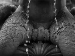 Fountain of the Neptune Statue Detail in Monochrome Stock Footage