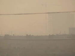 Dense smog in residential district Stock Footage