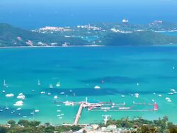 HD Time-lapse: Aerial sail pier andaman sea phuket Thailand Stock Footage