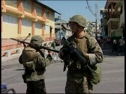 US briefing, peacekeepers patrol streets, looting News Clip