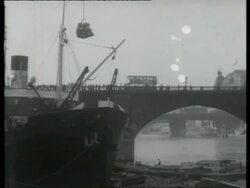 Unloading ships in the Pool, London, England, UK 1937 Stock Footage
