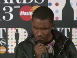 INTERVIEW - Frank Ocean on winning International male solo act and on his British fans at the Brit Awards 2013 Winners room at the O2 Arena, London on the 20th of February 2013  Stock Footage