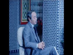 SYND 20 4 77 KING HASSAN OF MORROCO ANSWERS QUESTIONS ON ZAIRE IN MARRAKESH News Clip