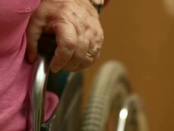 HD: Senior On A Wheelchair Stock Footage