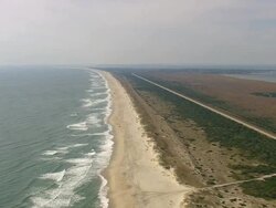 WS AERIAL View of Cape Hatteras National Seashore / North Carolina, United States Stock Footage