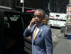 Al Sharpton outside Rockefeller Center in New York, NY, on 7/30/13. (Getty Images Entertainment Video) Stock Footage