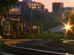 approching train coming real close to camera (hd) Stock Footage