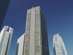 High Rising Buildings of Shinjuku West with the Mode Gakuen Cocoon Tower, Tokyo, Japan Stock Footage