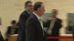 John Key Arrives at Summit Stock Footage
