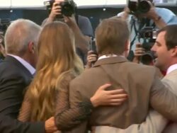 Harrison Ford, Jon Favreau, Olivia Wilde, Daniel Craig at the Cowboys & Aliens UK Premiere at London England. (Footage by WireImage Video/Getty Images Entertainment Video) Stock Footage