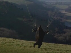 Paragliding on the South Downs, East Sussex, UK Stock Footage