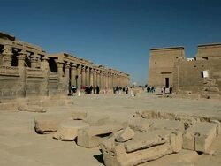 Philae Temple Complex, Colonnades To The Temple Of Isis Stock Footage