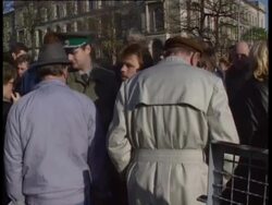 Fall of the Berlin Wall: border opening reactions Stock Footage