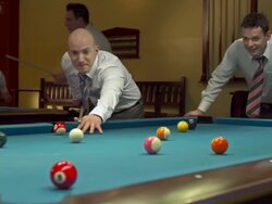 HD DOLLY: Businessmen Playing Billiard Stock Footage