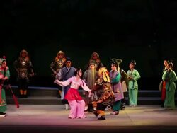 MS TS Artist performing qinqiang opera in theater, qinqiang is representative folk opera of northwest china AUDIO / xi'an, shaanxi, china Stock Footage