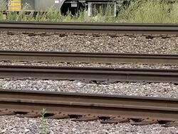 Tight Shot Of Train Tracks Stock Footage