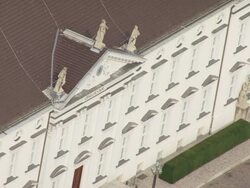 MS AERIAL TD Shot of neoclassical palace, official residence of president / Berlin, Germany Stock Footage