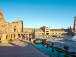 HD Time-lapse: Spanish Square espana Plaza in Sevilla Spain Stock Footage