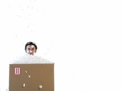 Businessman Packaging Foam rain Stock Footage