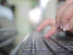 Woman Typing at Keyboard,Close-up Stock Footage