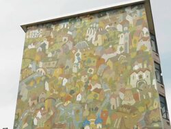 Murs Peints Les Cities Ideales,Ideal City Murals in the Etats Unis area of Lyons,TD Stock Footage