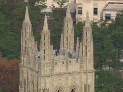 MS AERIAL Shot of Duke University / North Carolina, United States Stock Footage