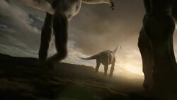 A Sauroposeidon herd shakes the ground while migrating. Stock Footage