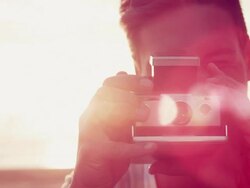 Man taking photo Stock Footage
