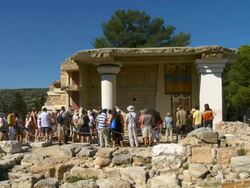 WS PAN Bronze age minoan archaeological site of Knossos Palace / Greece Stock Footage