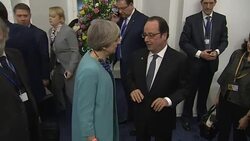 Theresa May and Francois Hollande at EU Summit News Clip
