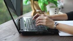 Women's hands typing on keyboard  computer Stock Footage