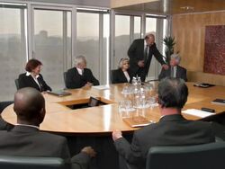 HD: Displeased Manager Giving His Employees Directions Stock Footage